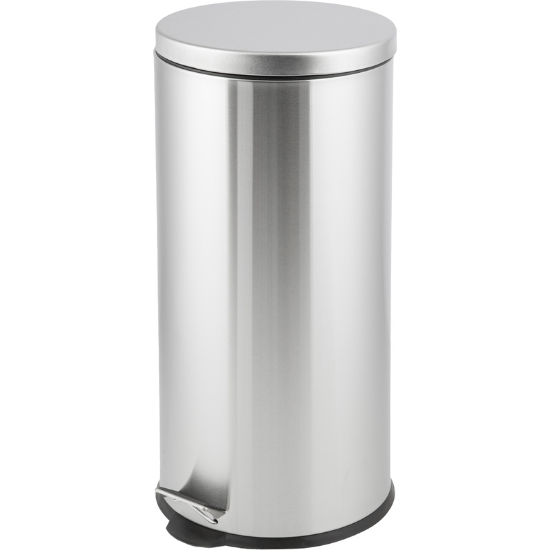 Изображение товара Ведро мусорное 30 л нержавеющая сталь с педалью и крышкой серебристое