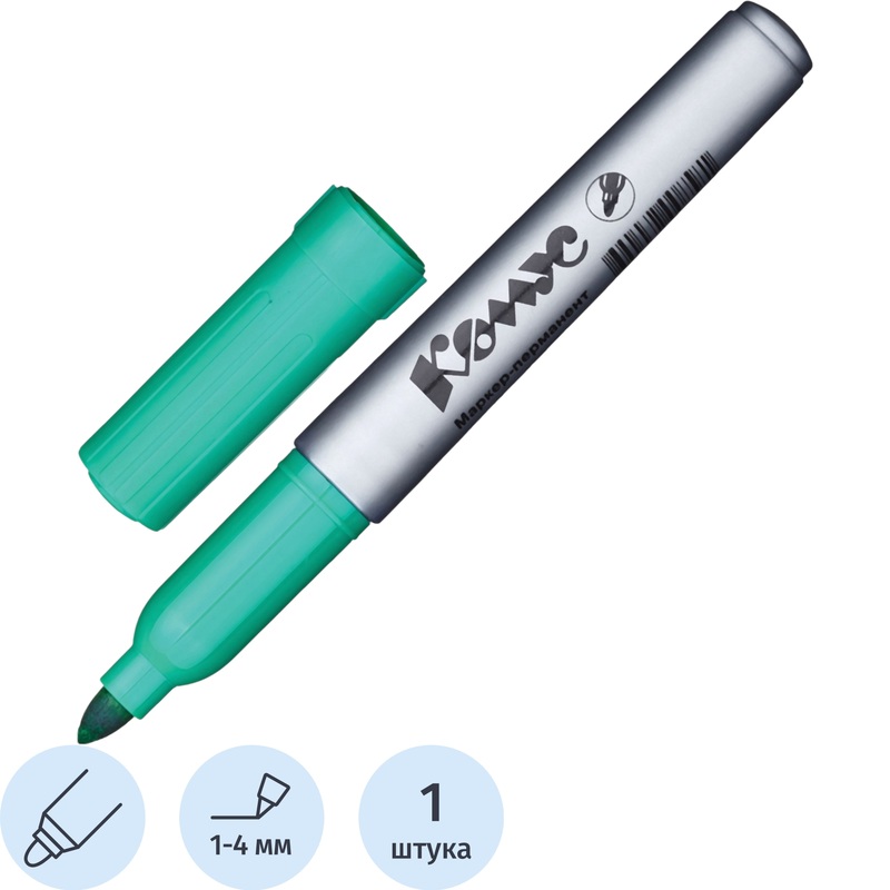 Изображение товара Перманентный маркер Комус PY2304 зеленый рыхлый наконечник 1-4 мм