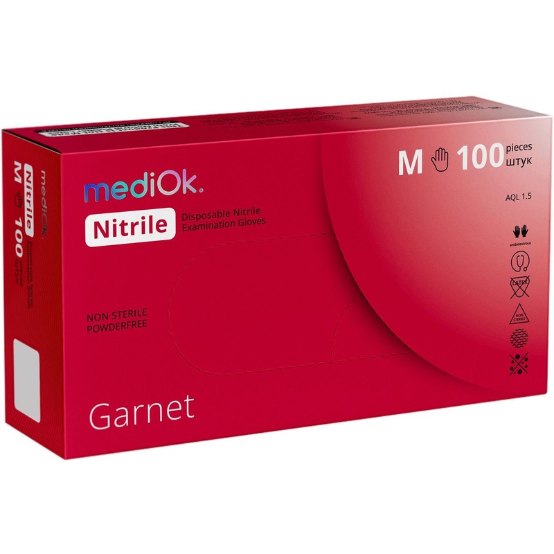 Изображение товара Медицинские нитриловые перчатки MediOk нестерильные размер M 50 пар