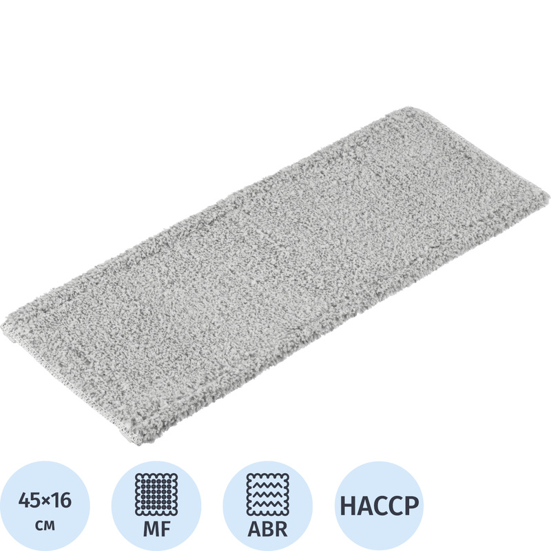 Изображение товара Насадка МОП для швабры-флаундера (плоской) Росмоп микрофибра/абразив 45x16 см серая