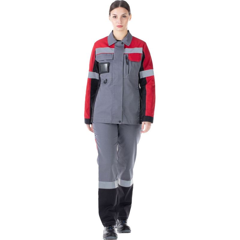 Изображение товара Костюм Виват женский летний с СОП серый/красный 44-46 (158-164 см)