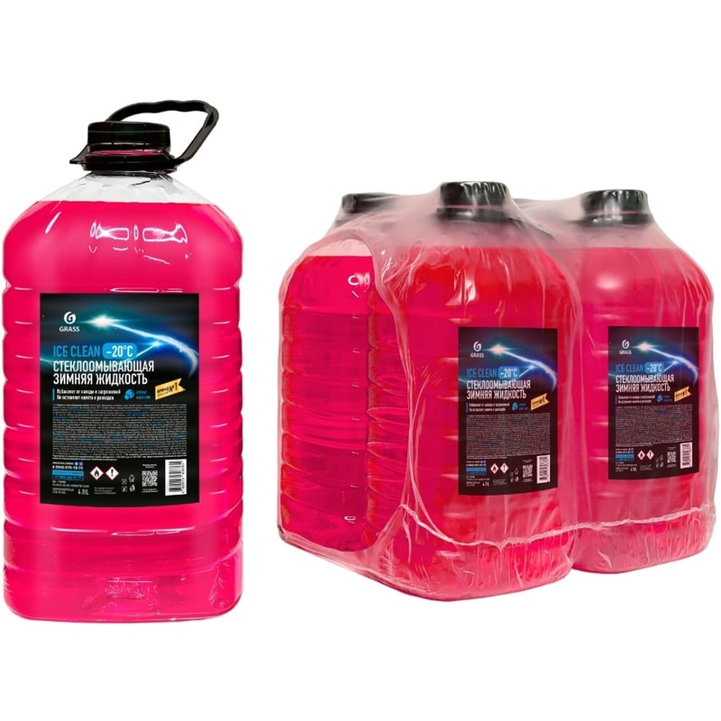 Изображение товара Жидкость незамерзающая Grass Ice Clean - 20С 4 л ПЭТ (4 штуки в упаковке)