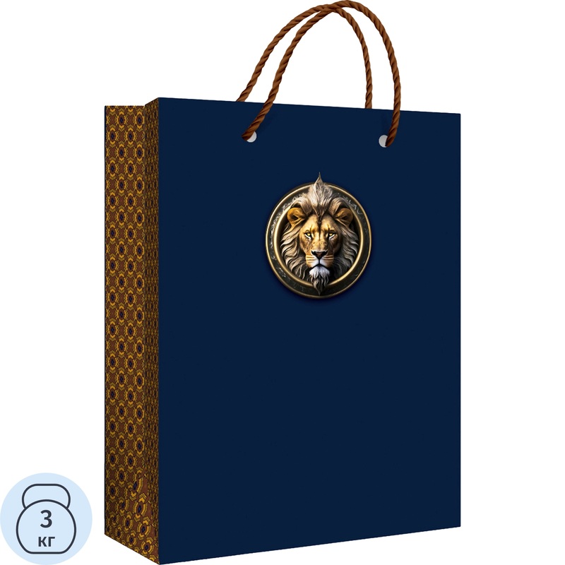 Изображение товара Подарочный пакет ламинированный Горчаков бронзовый лев 18x14x6 см