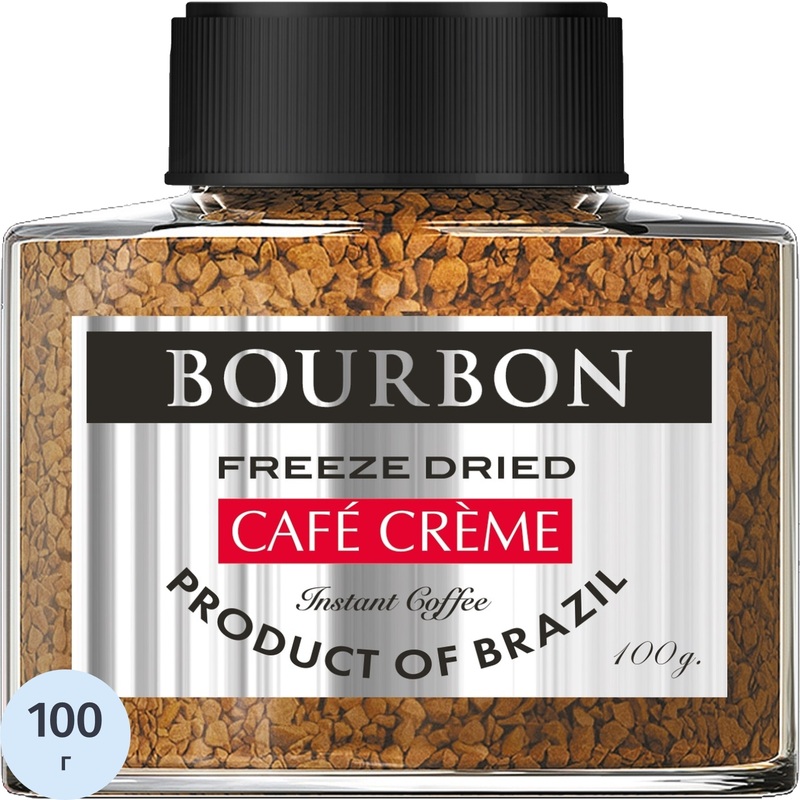Изображение товара Кофе растворимый сублимированный Bourbon Cafe Creme 100 г (стеклянная банка)