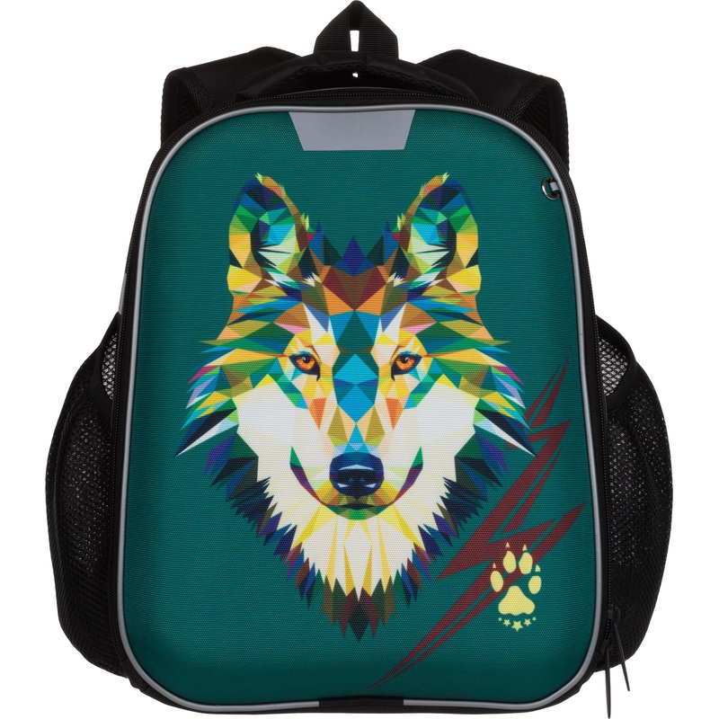 Изображение товара Ранец Комус Класс Light зеленый с рисунком волк для мальчиков Москва