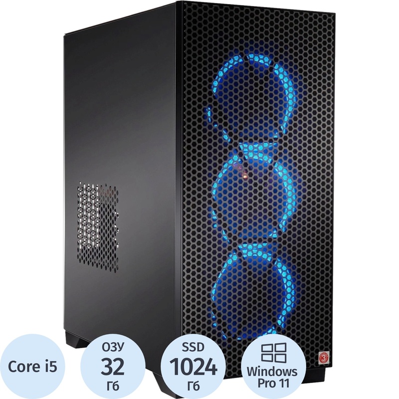 Изображение товара Системный блок игровой iRU Tactio 510B7GP TWR Core i5 14400F/DDR5 32 ГБ/SSD 1024 ГБ/Windows 11 Pro (2126617)