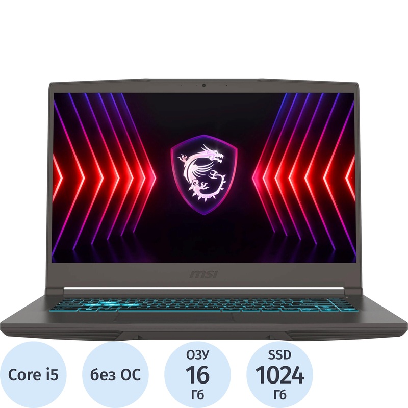 Изображение товара Ноутбук игровой MSI Thin 15 B13UC-3287XRU 15.6" серый Intel Core i5 13420H/16 ГБ/SSD 1024 ГБ/NVIDIA GeForce RTX 3050 (9S7-16R831-3287)