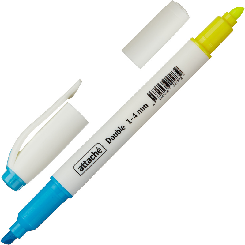 Изображение товара Текстовыделитель Attache Double двусторонний желтый/голубой (толщина линии 1-4 мм)