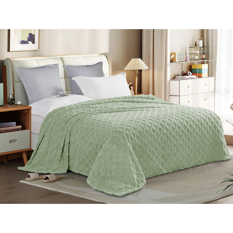 Изображение товара Плед Cleo Gammi микрофибра 180x200 см зелёный - объемный мягкий гипоаллергенный