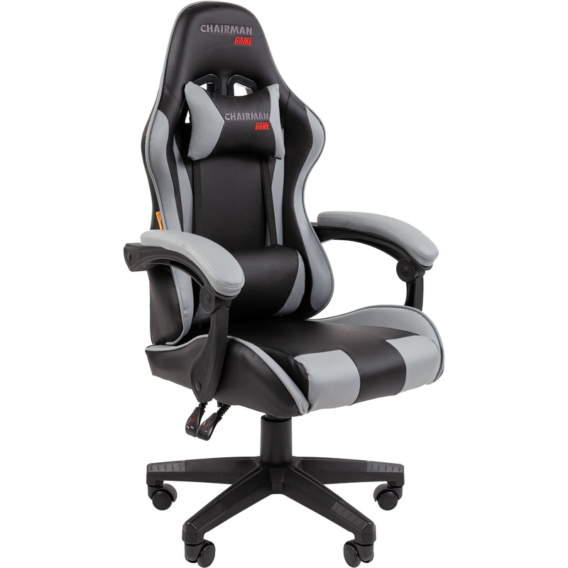 Изображение товара Игровое кресло Chairman CH29 серо-чёрное из экокожи с регулируемой спинкой