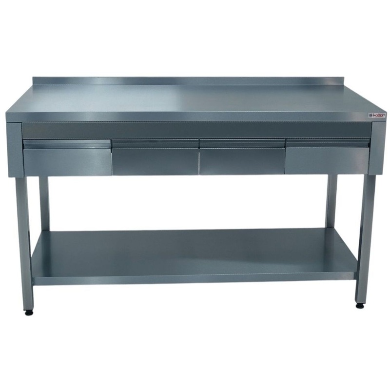 Изображение товара Производственный кухонный стол Кобор СПБЯ-150/70/П из нержавеющей стали