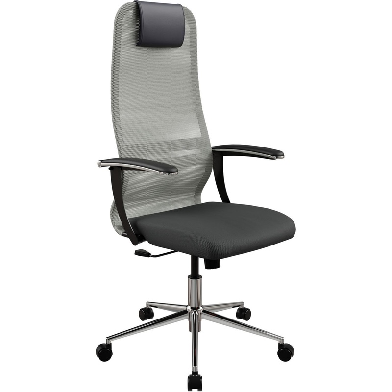 Изображение товара Кресло для руководителя Ergolife серо-чёрное с анатомической спинкой