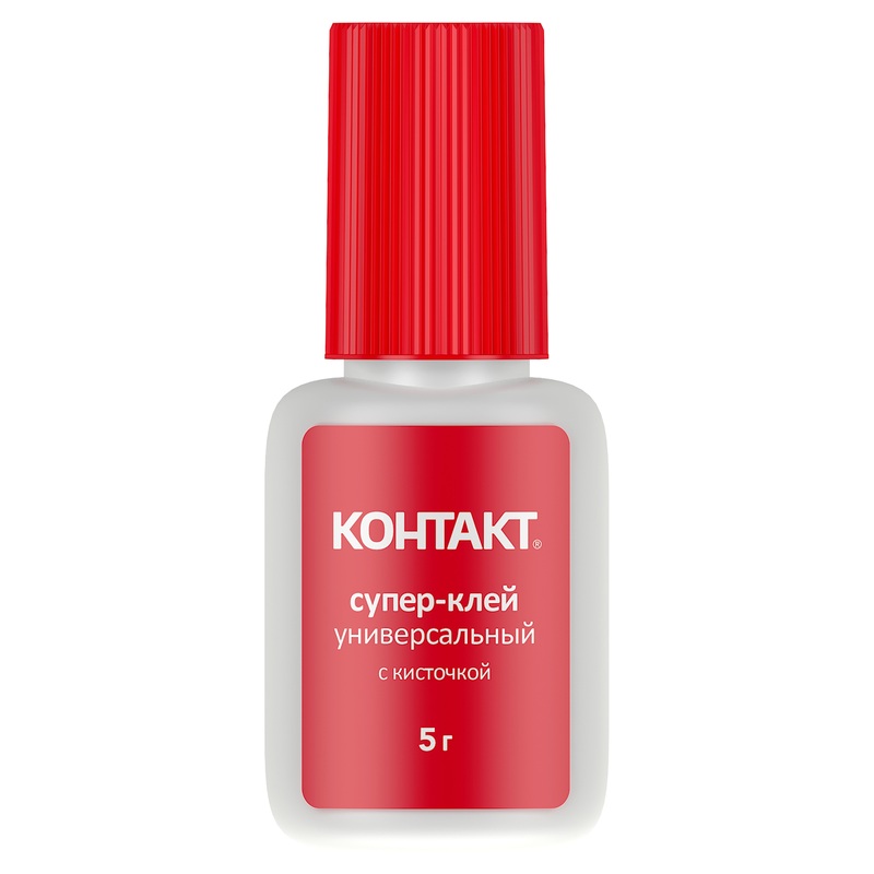 Изображение товара Клей секундный универсальный с кисточкой 5 г для быстрой склейки материалов