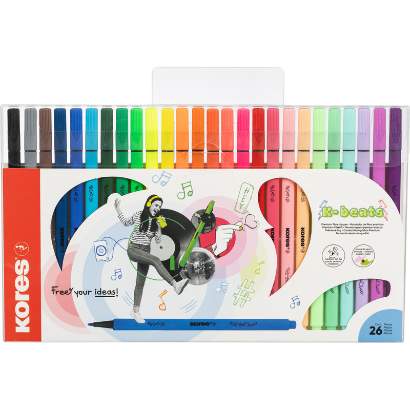 Изображение товара Фломастеры Kores K-beats 26 цветов с вентилируемыми колпачками