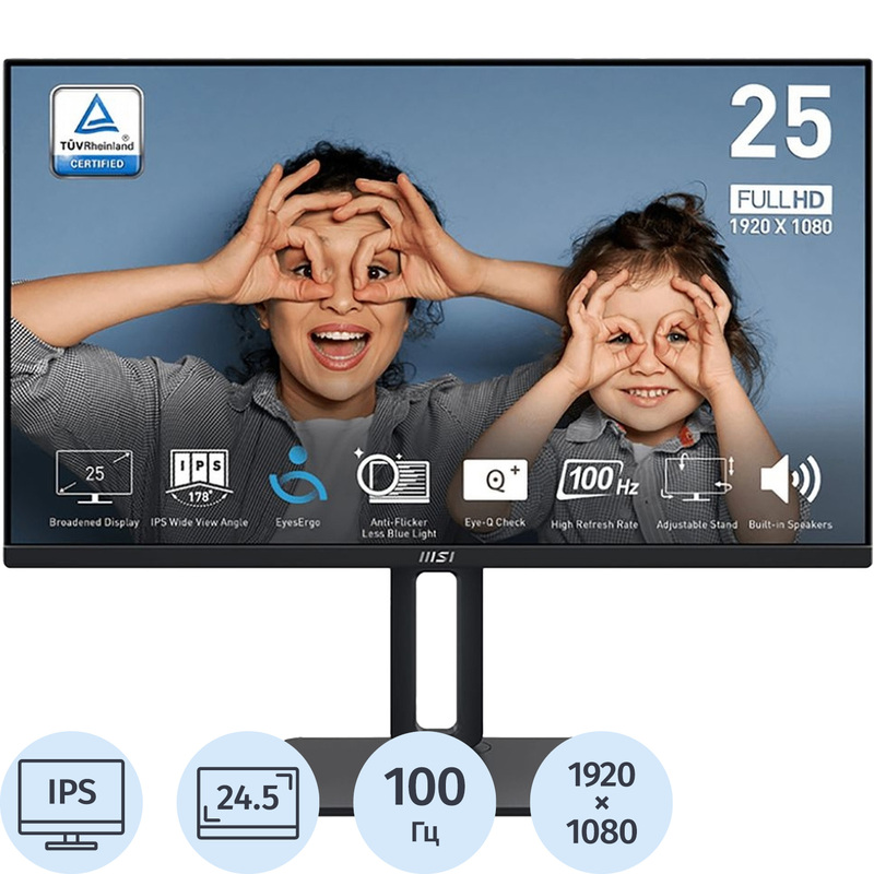 Изображение товара Монитор 24.5'' MSI Pro MP251P черный (9S6-3PC29M-033)