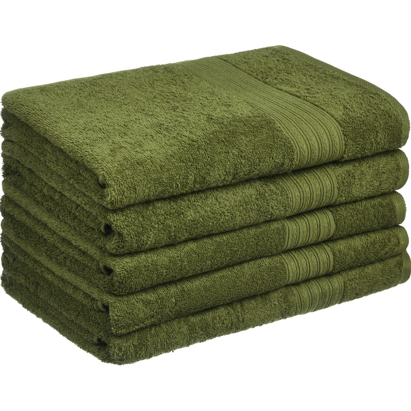 Изображение товара Махровое полотенце Luscan 70x140 см оливковое 5 штук в упаковке