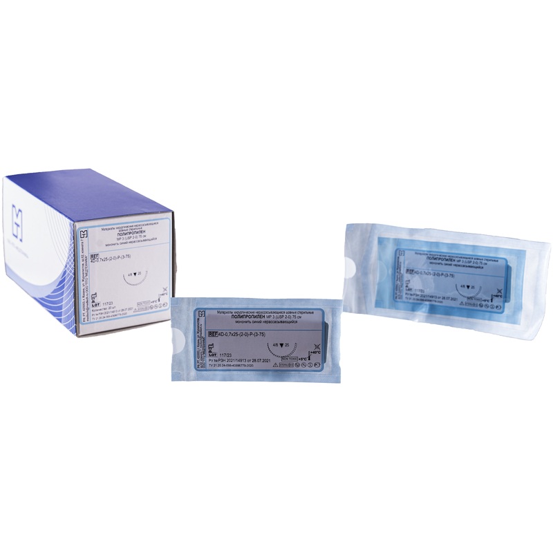 Изображение товара Шовный материал Полипропилен 2/0 75 см с иглой 25 мм