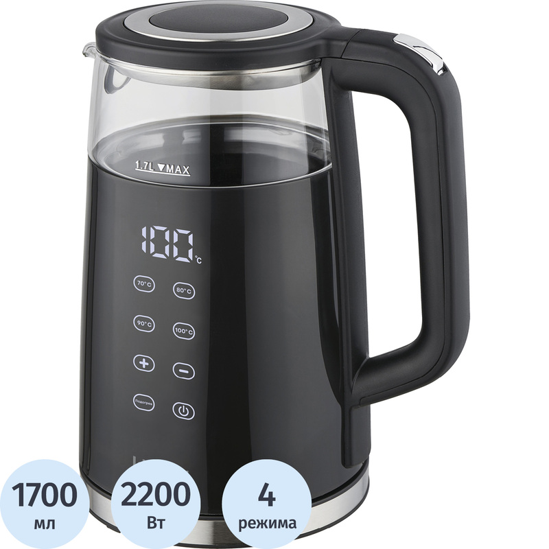 Изображение товара Электрический чайник Korting KWK 0907 G чёрный 1700 мл 2200 Вт