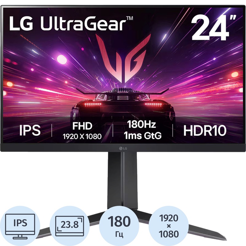 Изображение товара Монитор LG UltraGear 24GS65F-B 23.8" IPS HDR 180 Гц с аудио и регулировками