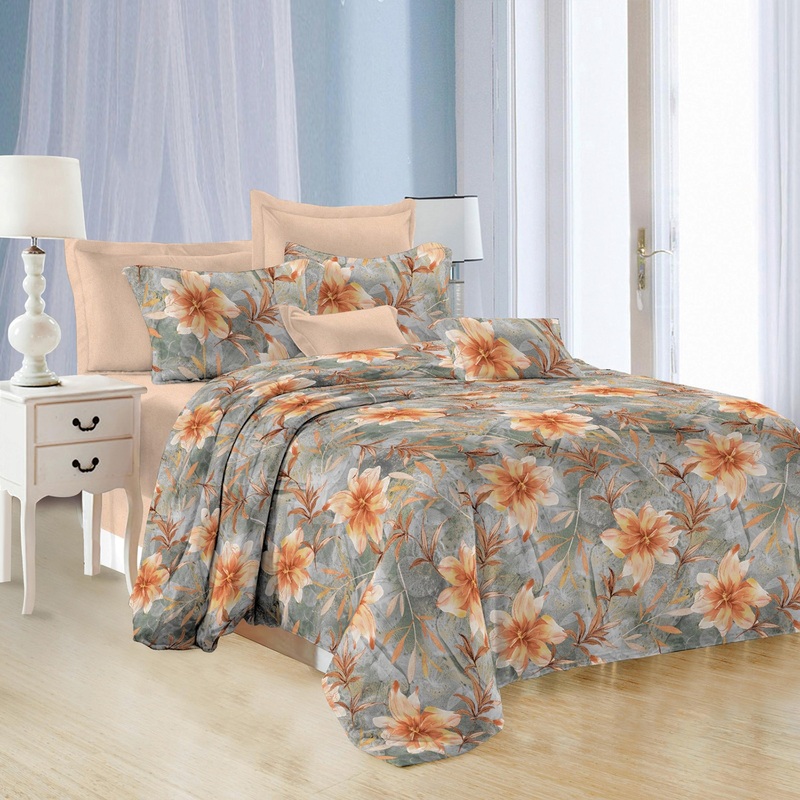 Изображение товара Комплект постельного белья Эльф Satin Collection Золотые цветы евро 220x240 см