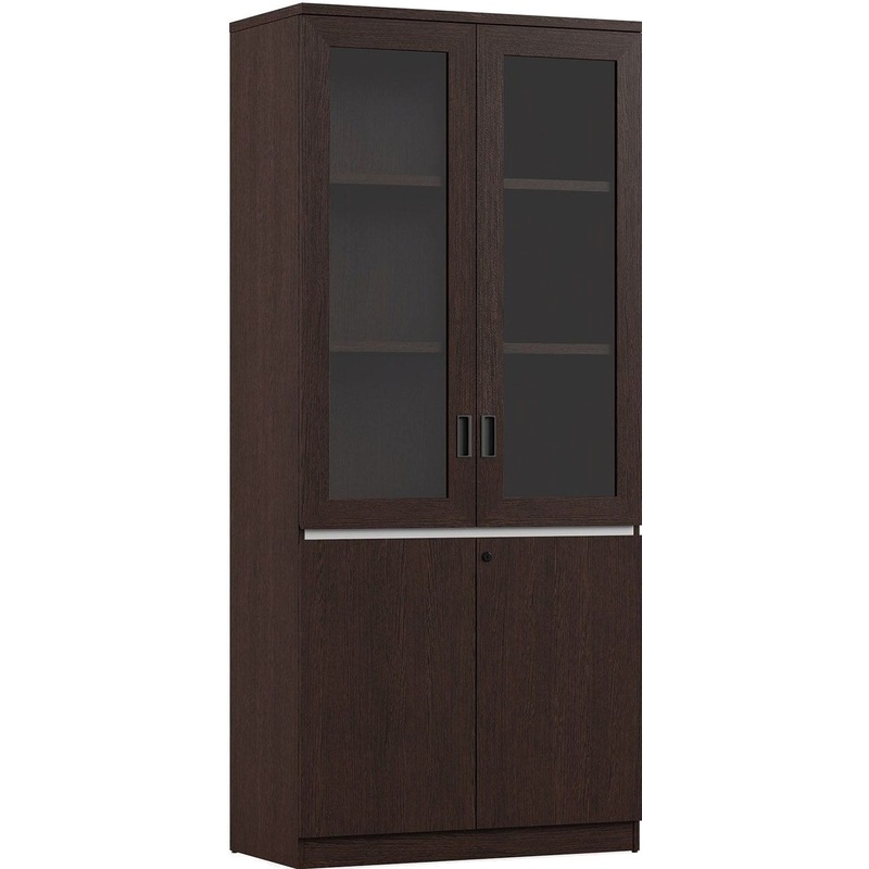 Изображение товара Шкаф для документов с стеклом и замком Liverpool венге 900х450х2210 мм