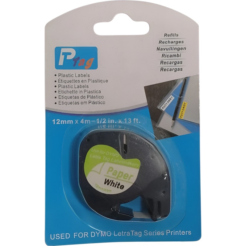 Изображение товара Картридж Vell VL-D-91200 для принтера этикеток Dymo 12 мм 4 м черный на белом