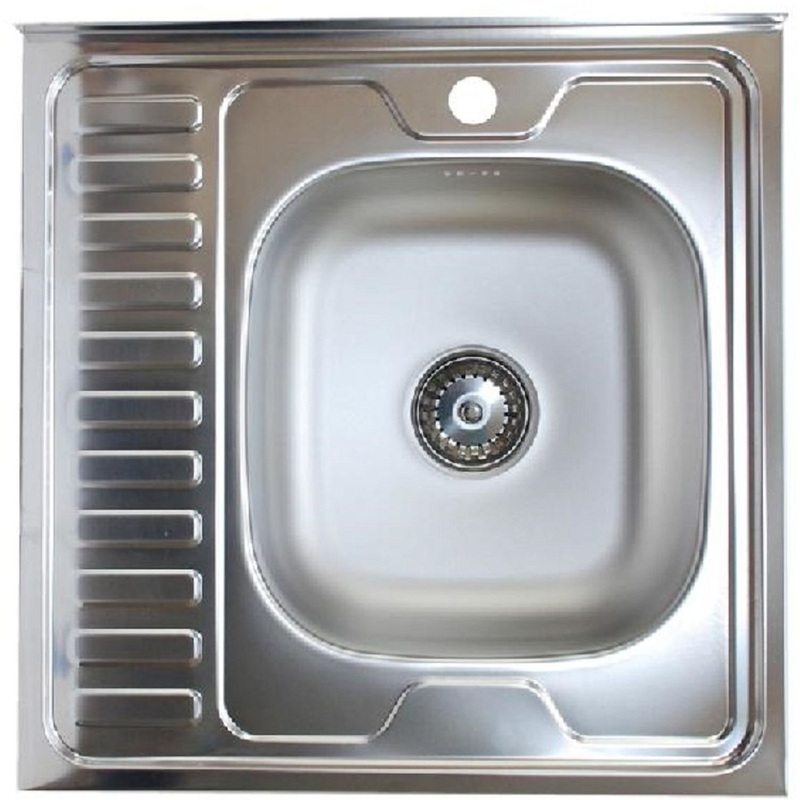 Изображение товара накладная кухонная мойка из нержавеющей стали квадрат 600 600 мм с чашей 360x390x130 мм