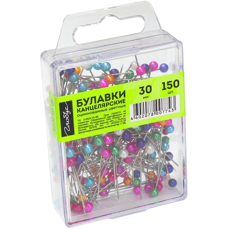 Изображение товара Булавки Глобус БГ30-150Ц оцинкованные 30 мм 150 штук в упаковке