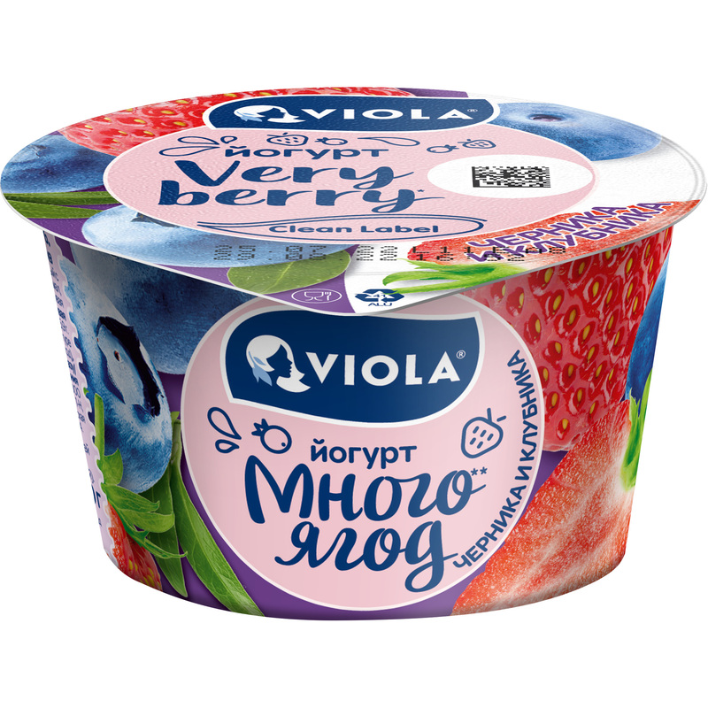 Изображение товара Йогурт Viola Very Berry с черникой и клубникой 2.6% 180 г