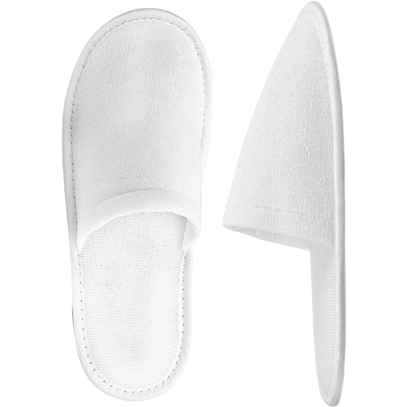 Изображение товара Одноразовые махровые тапочки белые с закрытым мысом, 100 пар
