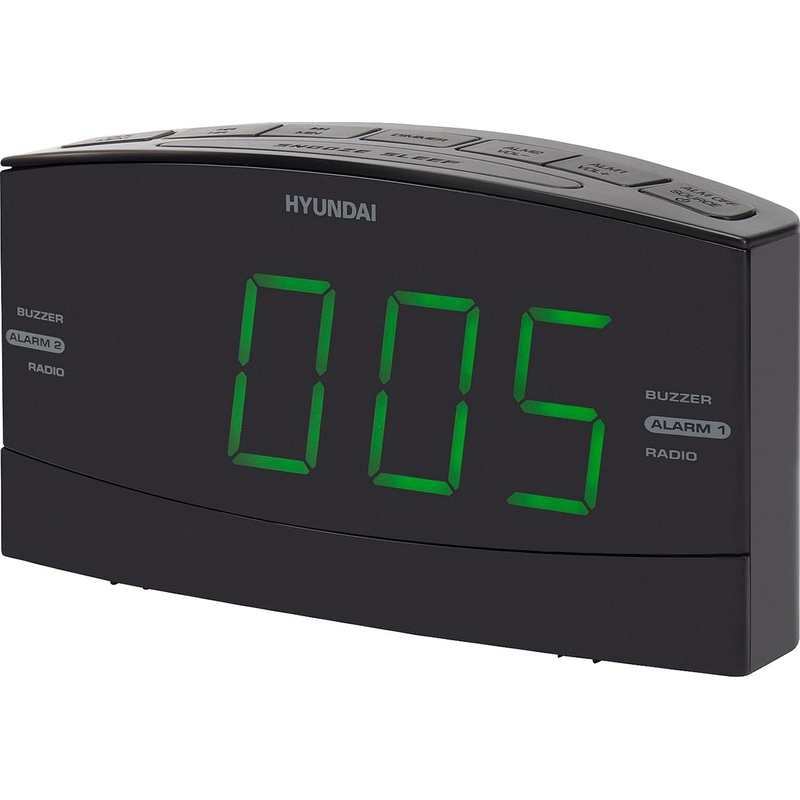 Изображение товара Радиобудильник Hyundai H-RCL238 черный с радиостанциями и двумя будильниками