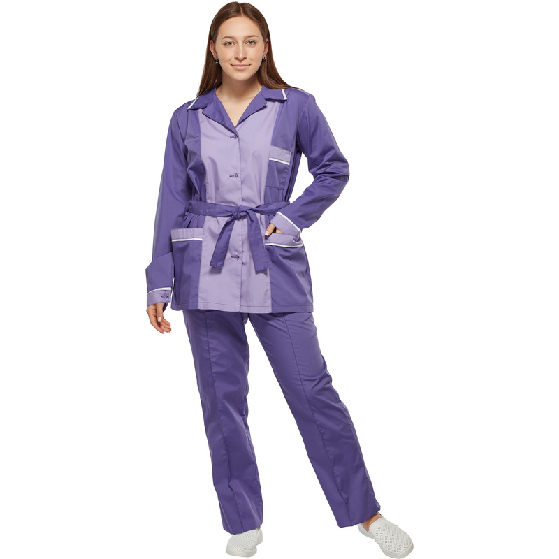 Изображение товара Костюм для горничных и уборщиц у09-КБР фиолетовый/светло-сиреневый (размер 60-62, рост 170-176)