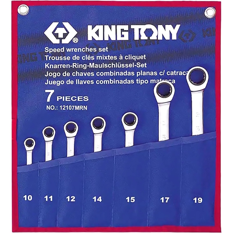 Изображение товара Набор ключей комбинированных трещоточных King Tony 10-19 мм 7 предметов