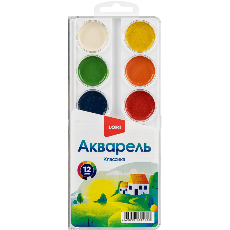 Изображение товара Краски акварельные Lori Классика 12 цветов - набор для творчества