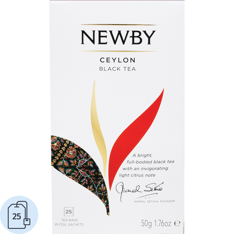 Изображение товара Чай черный Newby Ceylon 25 пакетиков в картонной упаковке