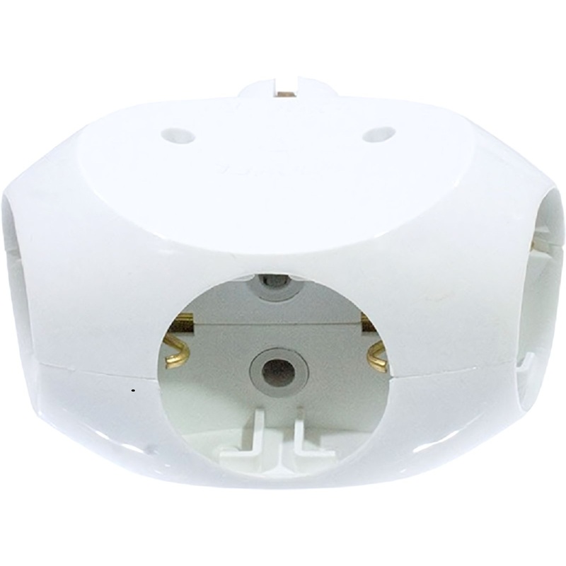 Изображение товара Тройник Makel с заземлением 16А IP20 белый для домашнего использования