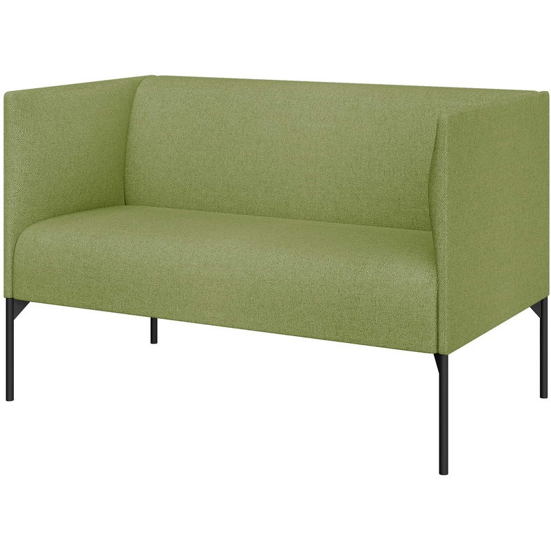 Изображение товара Двухместный диван Бридж из ткани с металлическими опорами и зеленой обивкой