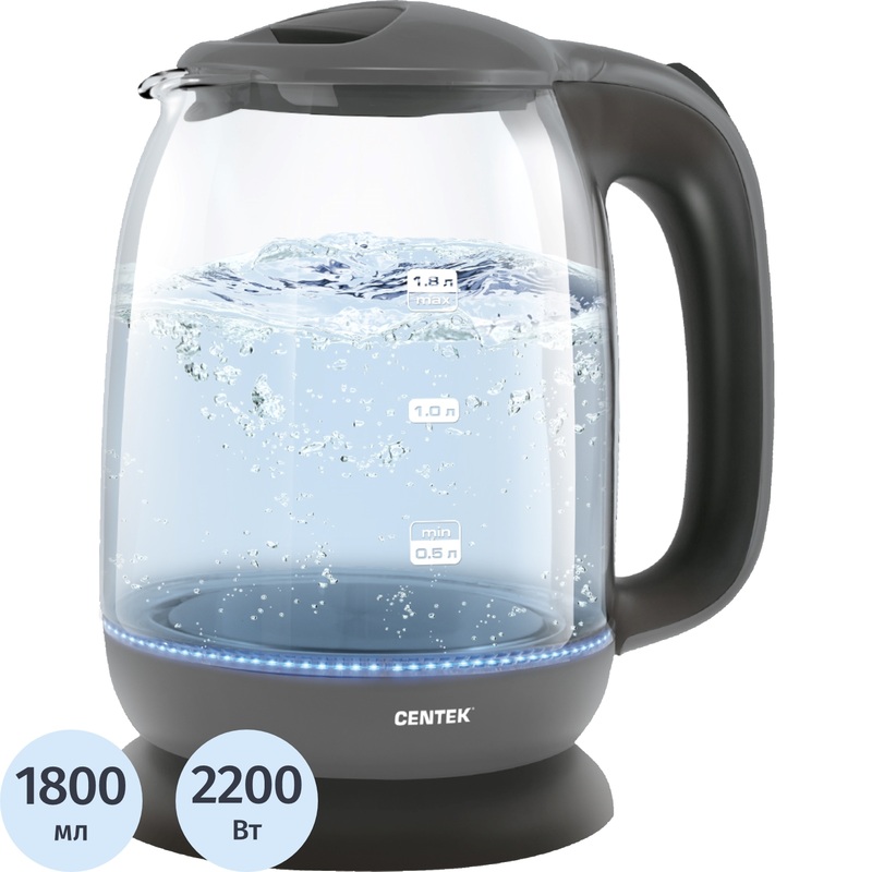 Изображение товара Электрический чайник Centek CT-0034 серый 1.8 л автоматическая безопасность