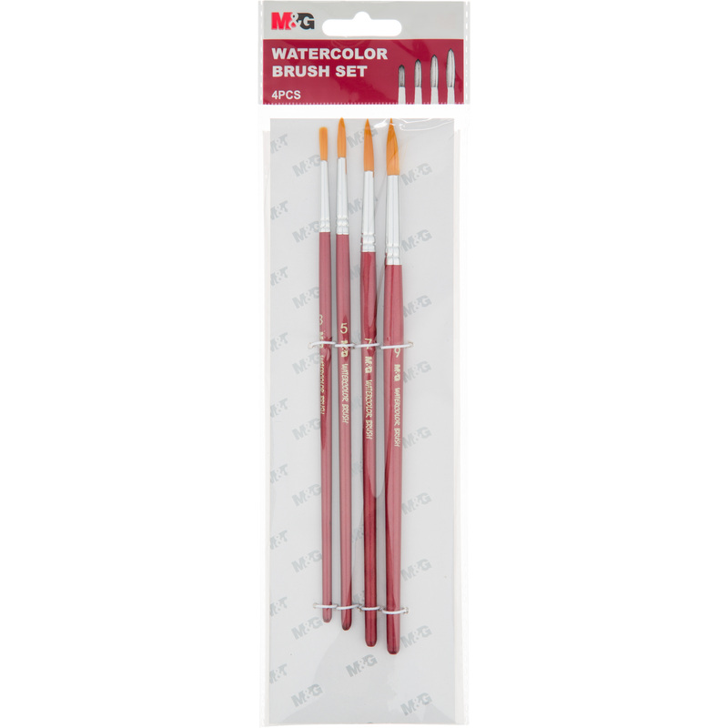 Изображение товара Набор кистей M&G для акварельных красок щетина/ нейлон (4 штуки в наборе)