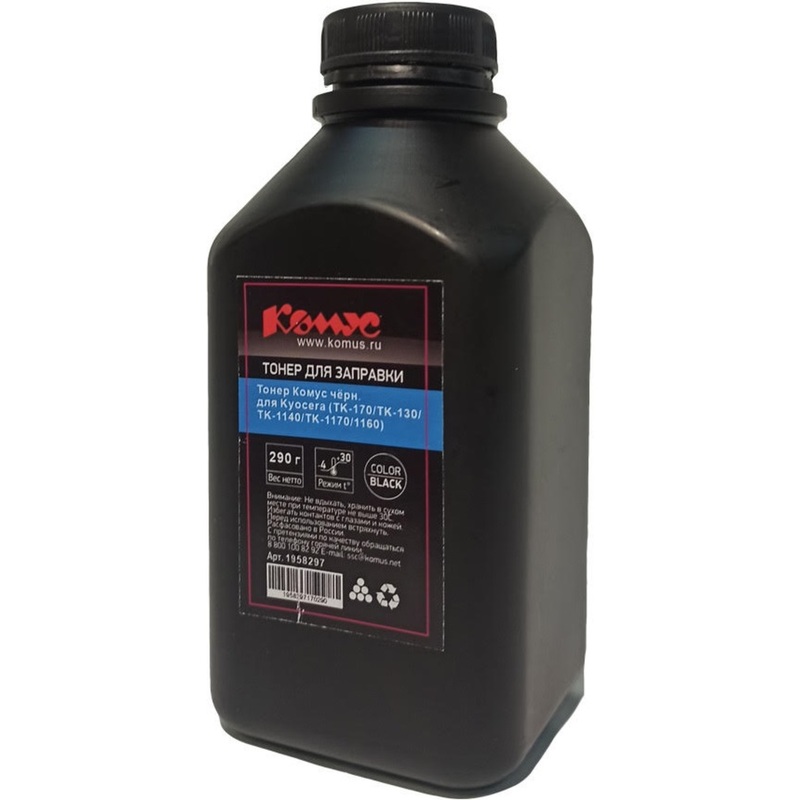 Изображение товара Тонер Комус TK-170/TK-130/TK-1140/TK-1170/ТК-1160 для Kyocera черный 290 г совместимый