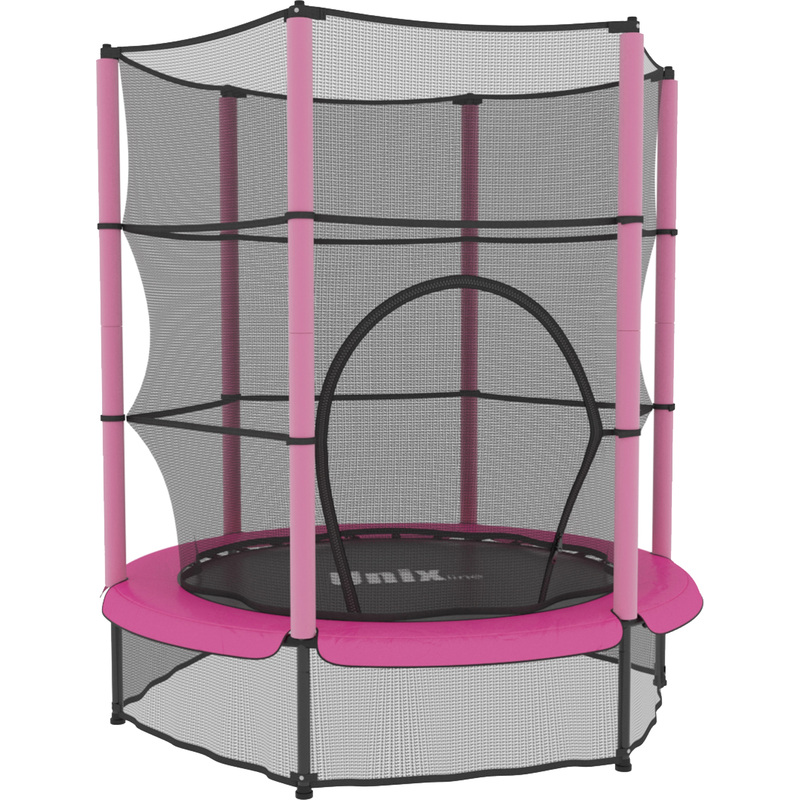 Изображение товара Детский каркасный батут Unix Line Kids Pink 4.6 ft 140 см с защитной сеткой
