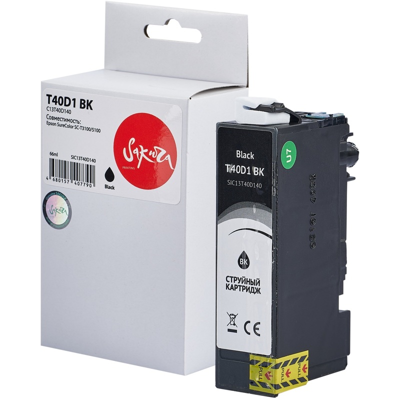 Изображение товара Картридж струйный Sakura T40D1 для Epson черный совместимый 66 мл