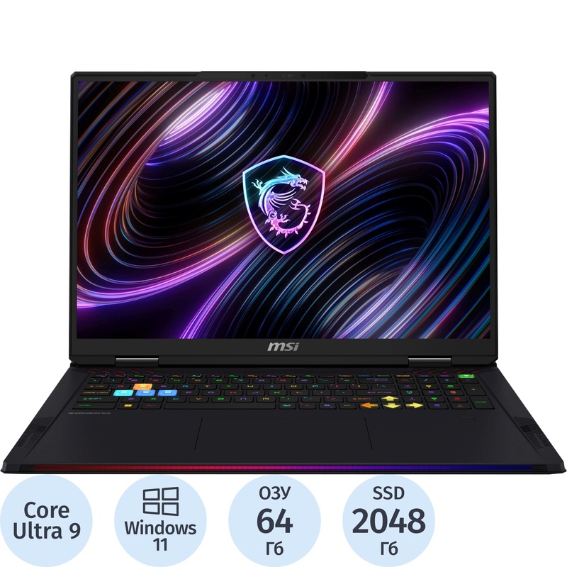 Изображение товара Ноутбук игровой MSI Raider 18 Max HX A2WJ 18" чёрный Intel Core Ultra 9 290HX/64 ГБ/SSD 2048 ГБ/NVIDIA GeForce RTX 5090 (9S7-182462-1050) Изображение товара Ноутбук игровой MSI Raider 18 Max HX A2WJ 18" чёрный Intel Core Ultra 9 290HX/64 ГБ/SSD 2048 ГБ/NVIDIA GeForce RTX 5090 (9S7-182462-1050)