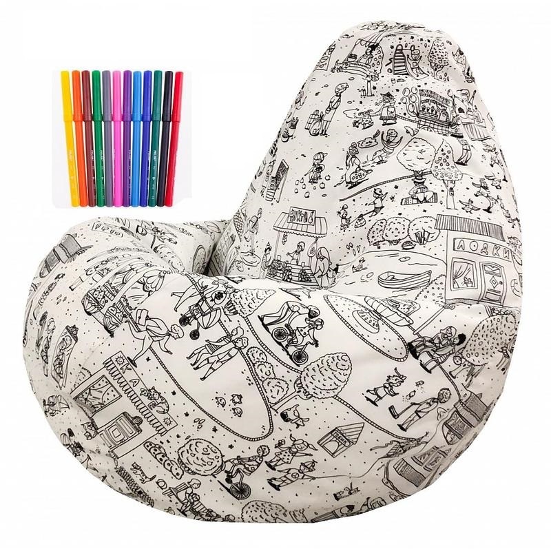 Изображение товара Кресло-мешок Раскраска из ткани жаккард с водорастворимыми фломастерами
