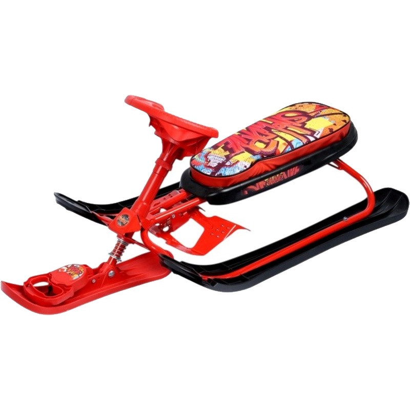 Изображение товара Детский снегокат Ника Кросс с граффити на красном, прочный и удобный