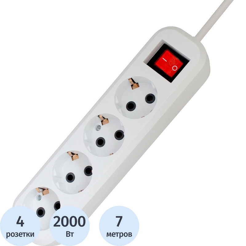Изображение товара Сетевой фильтр PROGIX на 3 розетки и 2 USB 10 метров SF4PW7 для защиты техники