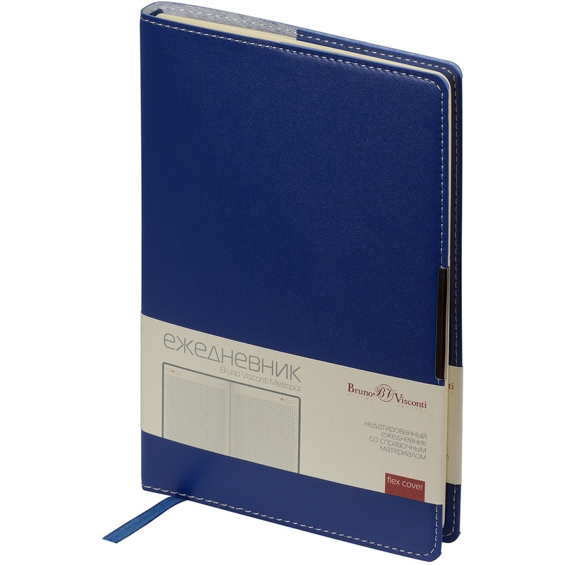 Изображение товара Ежедневник недатированный Bruno Visconti Metropol искусственная кожа А5 136 листов синий, 3-491/01