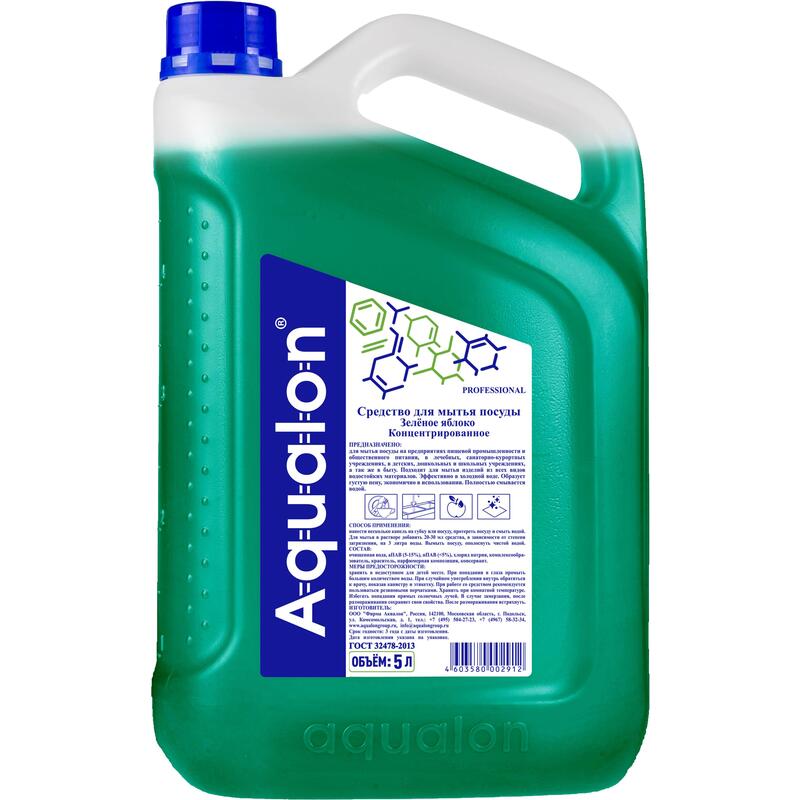 Средство для мытья посуды Aqualon Зеленое яблоко 5 л (концентрат) – выгодная цена – купить товар Средство для мытья посуды Aqualon Зеленое яблоко 5 л (концентрат) в интернет-магазине Комус