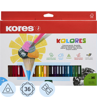 Карандаши цветные Kores Kolores 36 карандашей 36 цветов трёхгранные