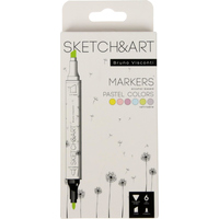 Набор маркеров для скетчинга Sketch&Art Пастельные цвета  двухсторонние 6 цветов (толщина линии 1-5 мм)